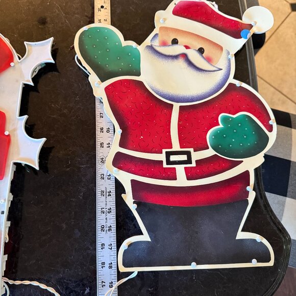 2PC VTG 2000 Impact Plastics Lighted Candy Cane Santa Claus Christmas Decoration - Picture 10 of 16